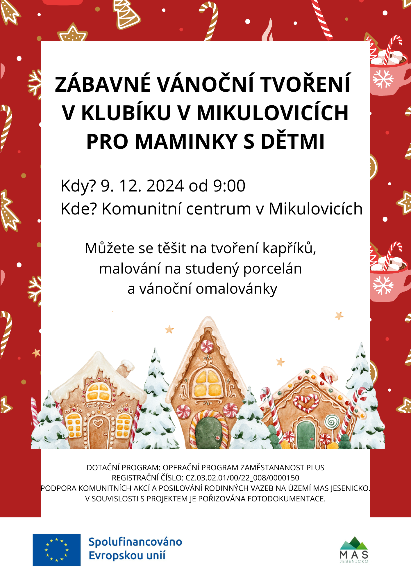 ZÁBAVNÉ VÁNOČNÍ TVOŘENÍ V KLUBÍKU V MIKULOVICÍCH PRO MAMINKY S DĚTMI