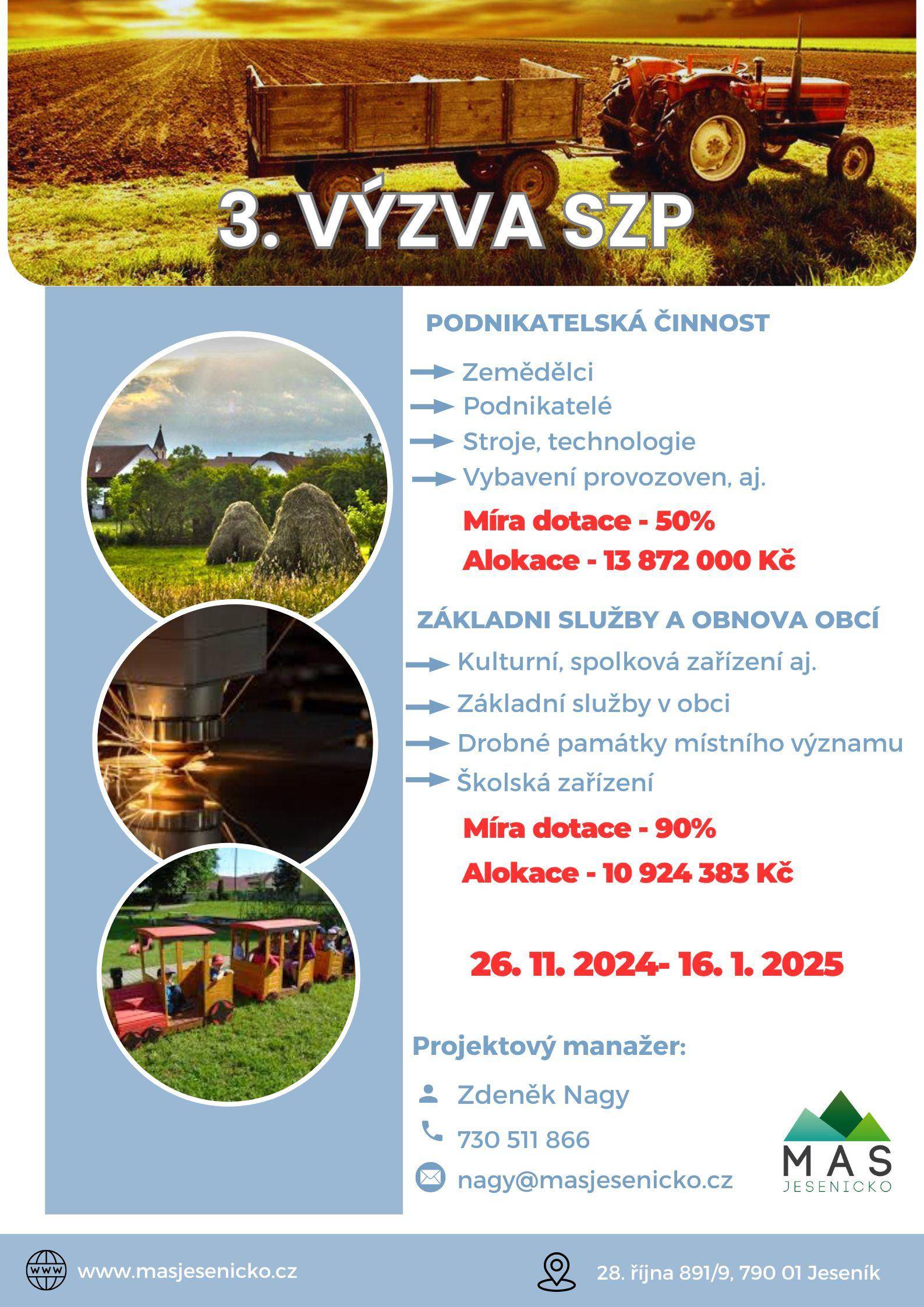 Vyhlášení 3. výzvy SZP (dříve PRV)
