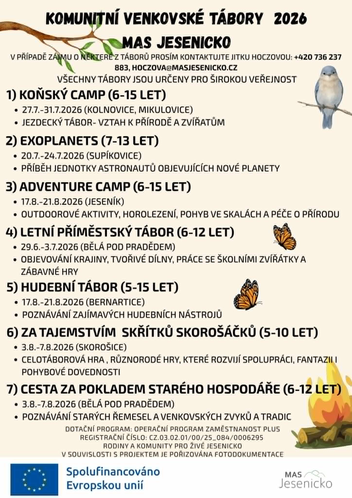 Přehled táborů pro rok 2026